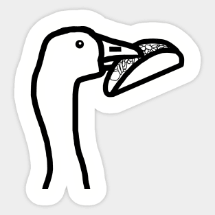 Food Thief Gaming Goose Steals Taco Black and White Portrait Sticker